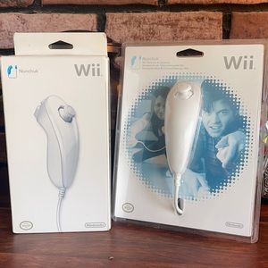 Two NIB Auth Wii Nunchuck Video Controllers White